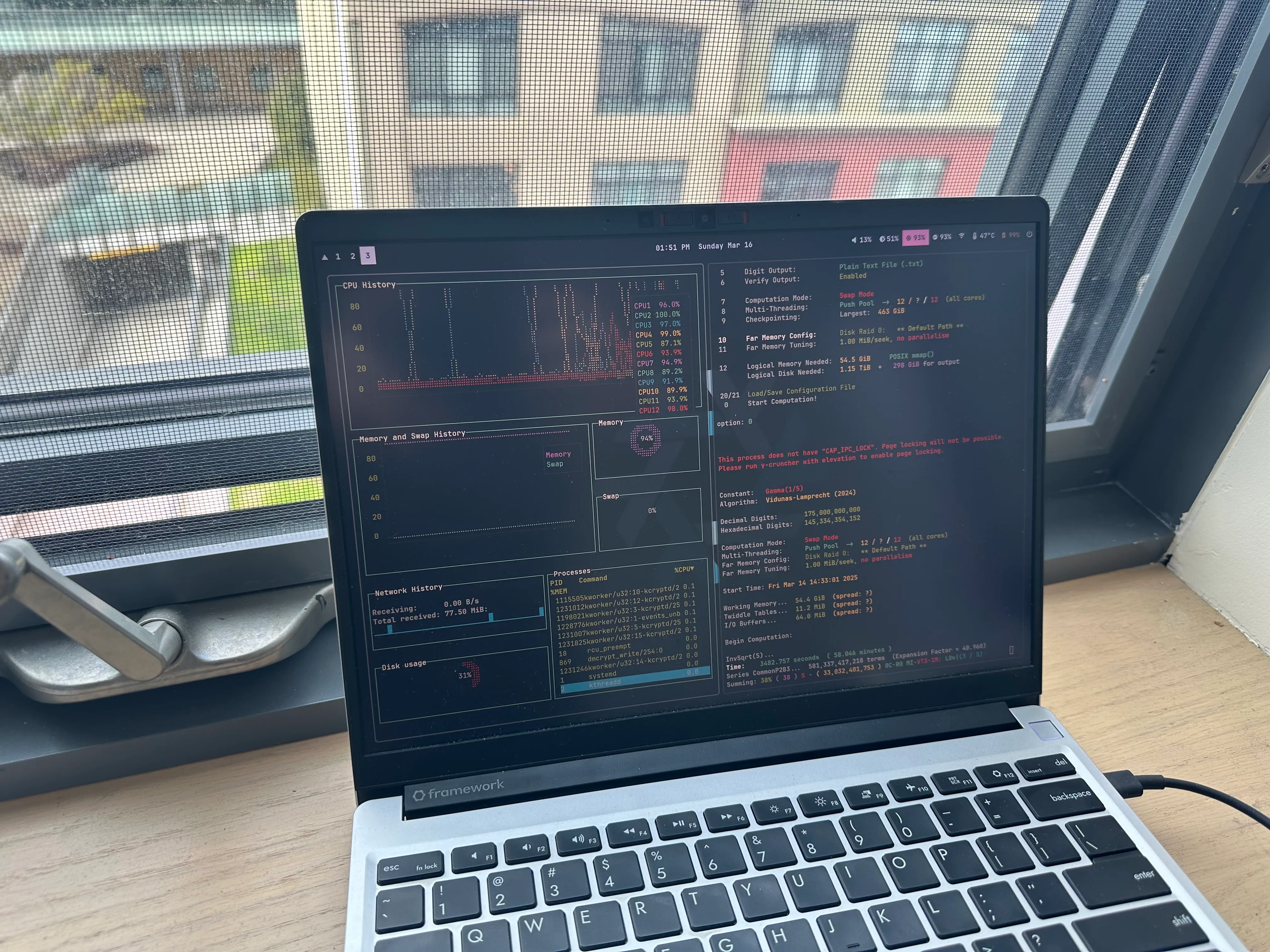 laptop Laptop running y-cruncher